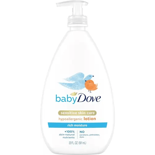 Baby Dove Sensitive Skin Care Body Lotion For Delicate Baby Skin, 20 fl oz (Pack of 1) | Rich Moisture | 24-Hour Moisturizer | Package May Vary