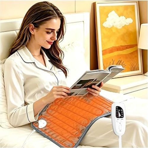 Electric Heating pad with 6 Heat Settings, Auto Shut Off, Dry Electric Heating for Back Neck Knee Arms Legs Shoulder Heat Pads for Christmas Birthday Father Mother's Day (24"X12", Gray Green)