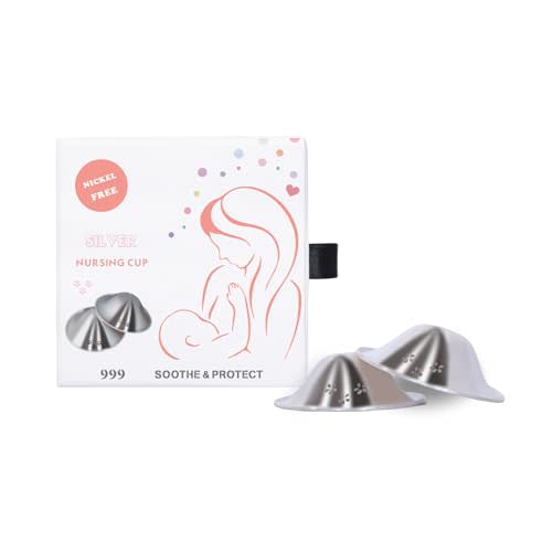 luxury little 999 Silver Nursing Cups for Breastfeeding Moms, Advanced Ventilation Design Nipple Shield, Comfortable Lactation Care for Postpartum Nursing Moms, Breastfeeding Essential, X-Large
