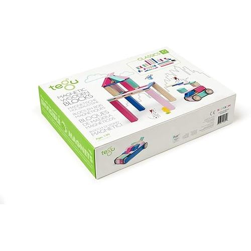 42 Piece Tegu Magnetic Wooden Block Set, Blossom, 1-99 years old