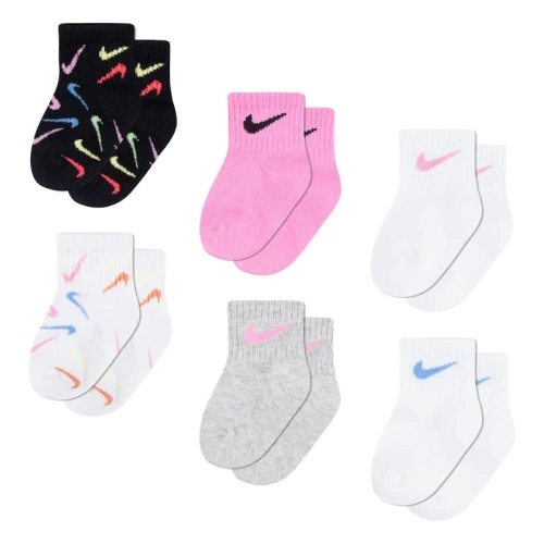 Nike Swoosh Ankle Socks 6-Pack (Toddler/Little Kid) 12/24 Months
