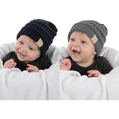 Funky Junque Baby Beanie - Soft Knit Winter Skull Cap - Cozy Warm Hat for Infants & Toddlers