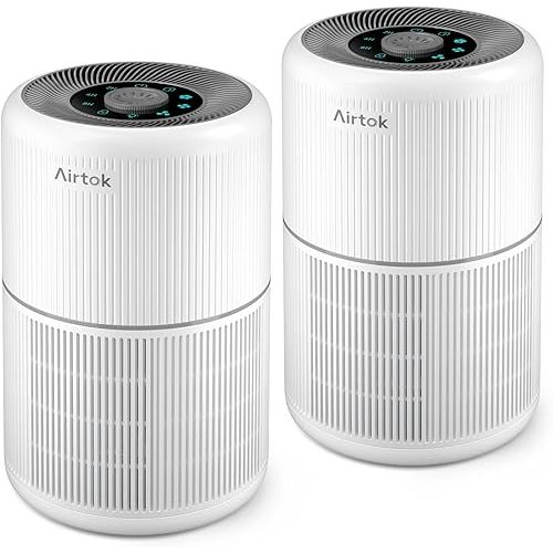 2 Pack Air Purifier for Home Bedroom with H13 True HEPA Filter for Smoke, Smokers, Dust, Odors, Pollen, Pet Dander | Quiet 99.9% Removal to 0.1 Microns | White Available for California