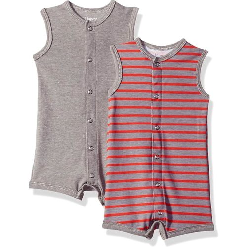 Hanes Baby Ultimate Flexy Button Up Short Sleeve Bodysuit Romper (2 Pack)