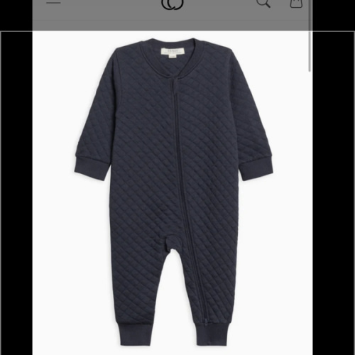 Brighton Quilted Jacquard Zipper Romper - NAVY | 6-12 M
