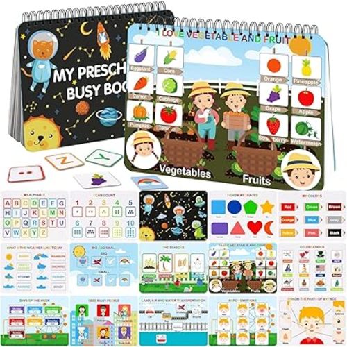 Busy Book for Toddlers 1-3, Montessori Preschool Learning Activities 30 Themes Book - Preschool Workbook Activity Binder Toys for Toddlers, Autism Learning Materials and Tracing Coloring Book