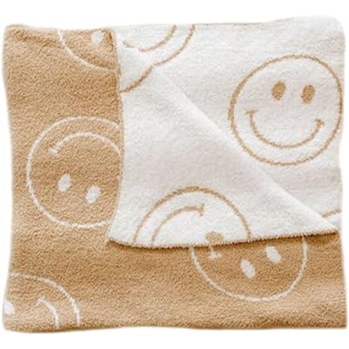 forever french Baby Plush Blanket | for Infant Toddler and Newborn | Receiving Blanket | 100% Microfiber Feather Yarn | Soft Warm Cozy for Crib Stroller & Travel | 45"x45" (Smile)