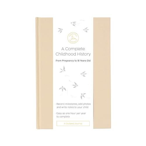 Promptly Journals, A Complete Childhood History: From Pregnancy to 18 Years Old (Sand, Tan, Linen) | Baby Book and Pregnancy Journal | Baby Memory Book