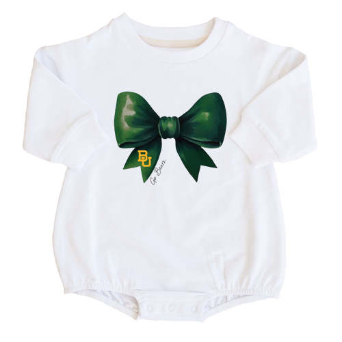 Baylor University | Footballs & Bows Graphic Sweatshirt Bubble Romper