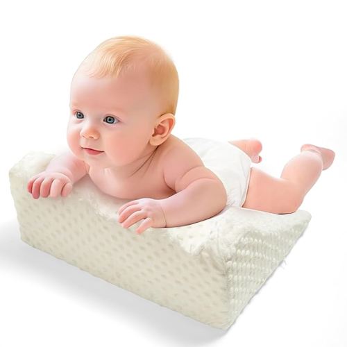 Baby Tummy Time Prop for Neck and Shoulder Strength Growth, Memory Foam Nursery Support for Infant Baby Washable Removable Cover