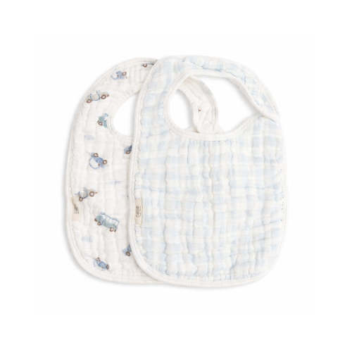 Tiny Tales Baby Muslin Bib 2pk - ON THE ROAD