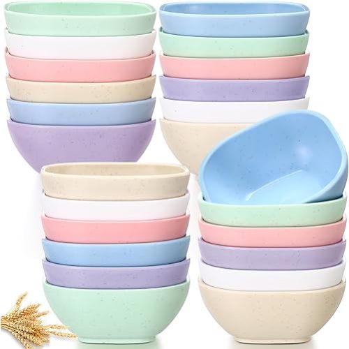 24 Pack 4.5 oz Small Kids Berry Snack Bowls Wheat Straw 3.7 x 3.7 x 1.5 Unbreakable Mini