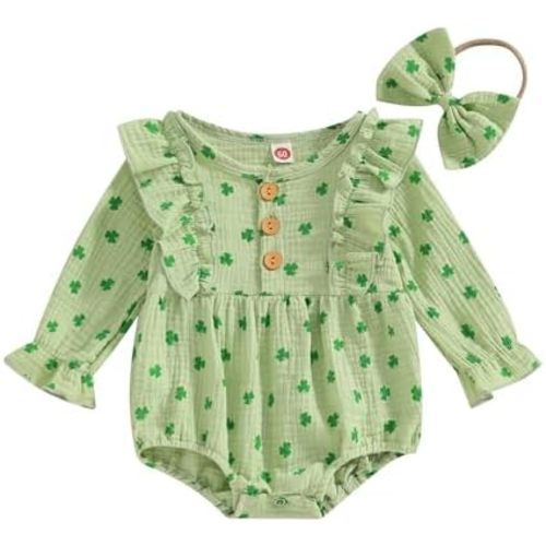 Newborn Baby Girl St. Patrick 's Day Romper Sweatshirt Bodysuit Infant St. Patrick 's Day Outfit Clothes