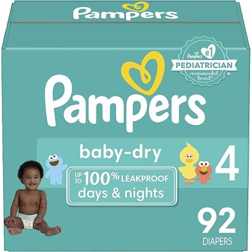 Pampers Baby Dry Diapers - Size 4, 92 Count, Absorbent Disposable Diapers