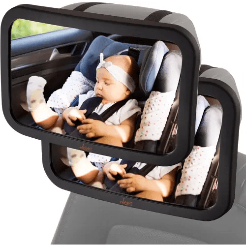 Lusso Gear Baby Backseat Mirror for Car. Largest and Most Stable Mirror with Premium Matte Finish, Crystal Clear View of Infant in Rear Facing Car Seat - Secure and Shatterproof (Black Twin Pack)