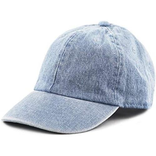 Kids Washed Low Profile Cotton and Denim UPF 50+ Plain Baseball Cap Hat