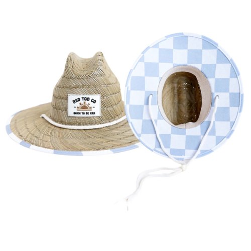 TODDLER STRAW HAT - AZURE CHECKS – Rad Tod