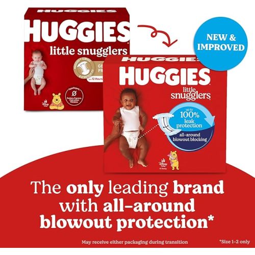 Huggies Size 4 Diapers, Little Snugglers Baby Diapers, Size 4 (22-37 lbs), 66 Count, Packaging May Vary