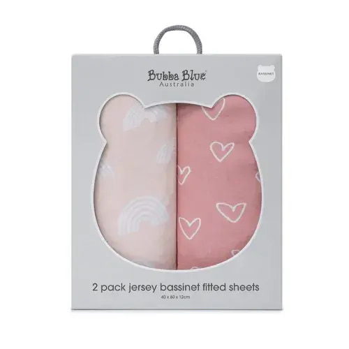 Bubba Blue Nordic Bassinet Fitted Sheet 2 Pack Pink/Rose | Baby Bunting AU