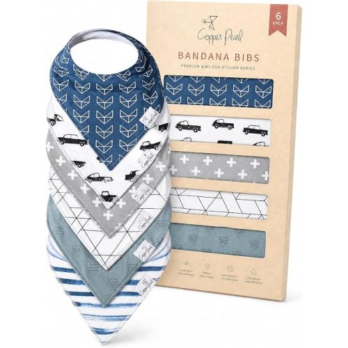 Copper Pearl 6 Pack Soft Cotton Baby Bibs for Drooling and Teething, Absorbent Drool Bibs for Baby Boy, Adjustable to Fit Newborns to Toddlers, Tons of Styles (Rider Set)