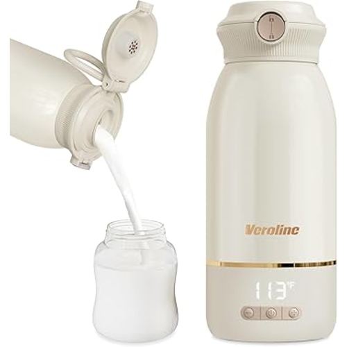 Portable Bottle Warmer with Super Fast Charging, 17 Oz Travel Bottle Warmer, Rechargeable Baby Botle Warmer with Adjustable Temperature & Keep Warm for Formula, Cordless Water Warmer Outdoor