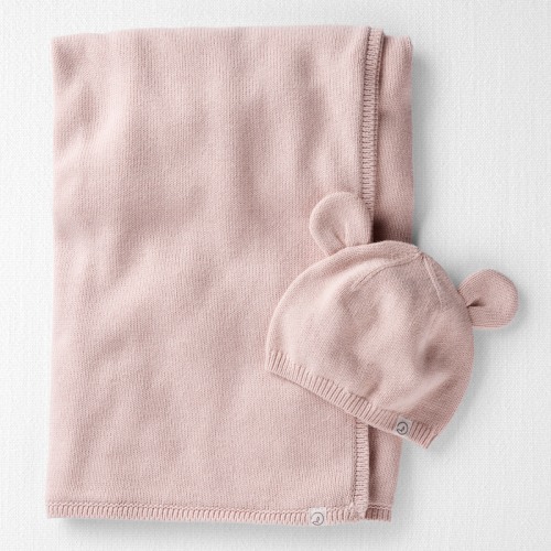 Pink Baby Organic Cotton Sweater Knit Ear Cap | Carter’s Oshkosh Canada