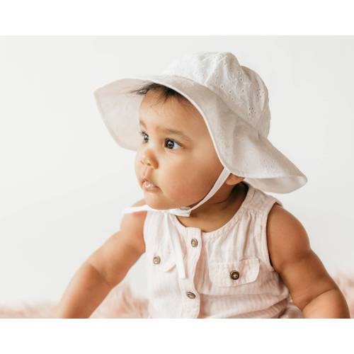 Baby Beach Hat, White Eyelet Baby Sun Hat, Sun Protection Infant Hat, Toddler Sunhat, Baby Girl Sun Bonnet, Newborn Sun Hat