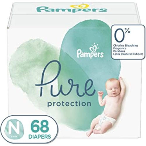 Pampers Pure Protection Disposable Baby Diapers, Hypoallergenic and Unscented, 68 Count, For Newborns up to 10 Pounds