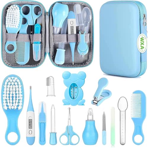 Baby Grooming Kit, Infant Safety Care Set with Hair Brush Comb Nail Clipper Nasal Aspirator,Baby Essentials Kit for Newborn Girls Boys