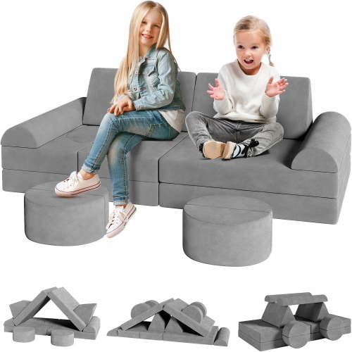 Arlopu 14Pcs Baby Sofa Couch Toddler Sofa Multifunctional Play Couch Sofa Indoor Baby Play Couch