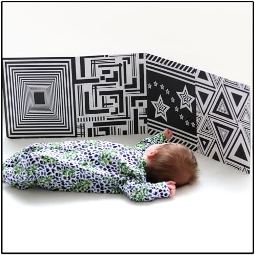 My Little Learner Board That Babies Love - Perfect Size Black and White Baby Cards for Developmental Newborn Tummy Time Toys - Thick Stand Up Board - Black & White Newborn Toys for 0-3 Months & Older