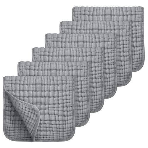 6PCS Muslin Burp Cloths Large 20''x10'' Extra Soft and Absorbent 6 Pack Baby Burping Cloth for Boys Girls