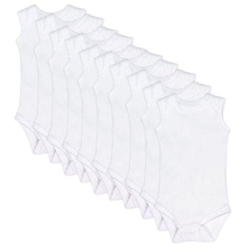10-pack Organic Cotton Sleeveless Bodysuits Bright White Newborn