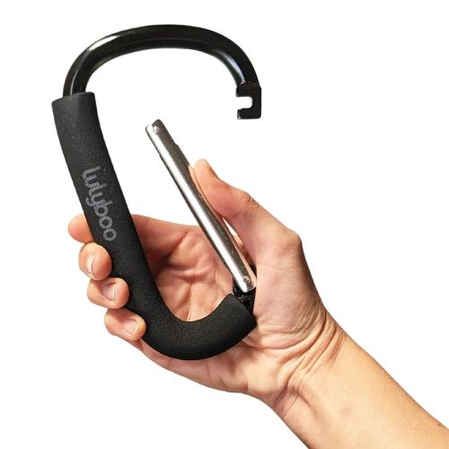 Lulyboo Multi-Use Organizer Carabiner, Metal Hook for Purse, Shopping, Diaper Bag, Strollers & Bike, Black