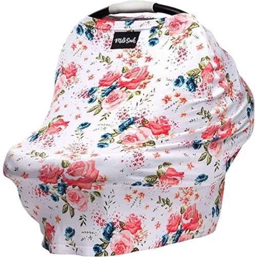 Milk Snob Original 5-in-1 Cover - Added Privacy for Breastfeeding, Baby Car Seat, Carrier, Stroller, High Chair, Shopping Cart, Lounger Canopy - Newborn Essentials, Nursing Top, French Floral