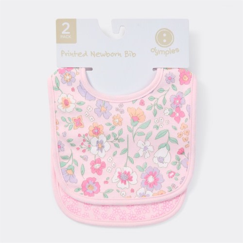 Dymples Baby Floral Print Newborn Bib 2 Pack - Pink - Size One Size