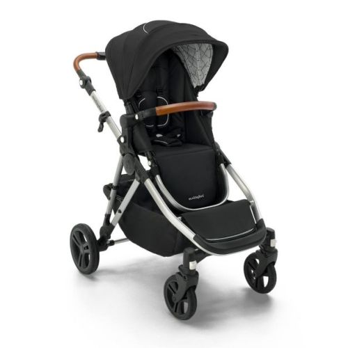 Mockingbird Single-to-Double Stroller 2.0 - Black/Windowpane Canopy With Penny Leather