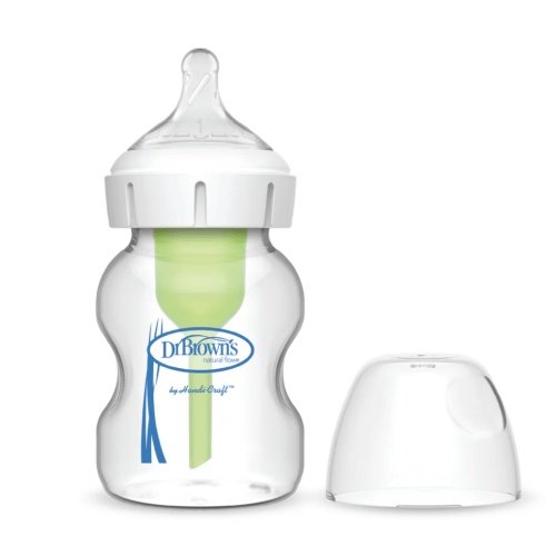 Dr. Brown’s Natural Flow® Anti-Colic Options+™ Wide-Neck Glass Baby Bottle, with Level 1 Slow Flow Nipple