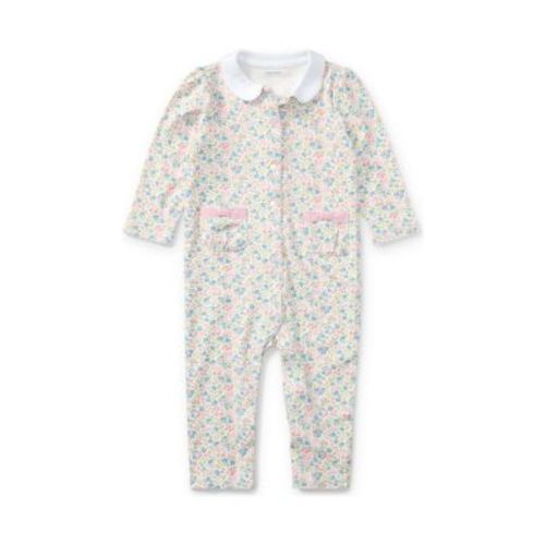 Baby Girls Floral Print Cotton Coverall
