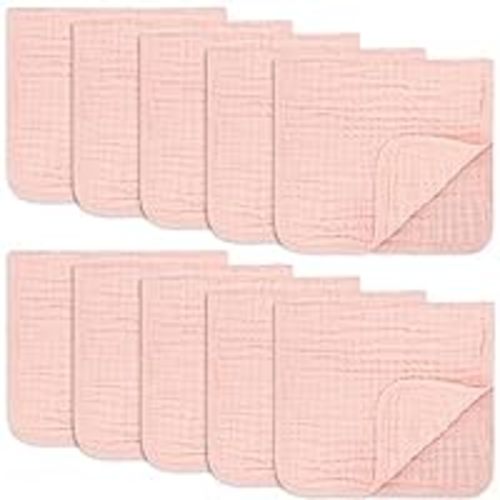 Comfy Cubs Muslin Burp Cloths Large 100% Cotton Hand Washcloths for Babies, Lace 10-Pack, 20" X 10"