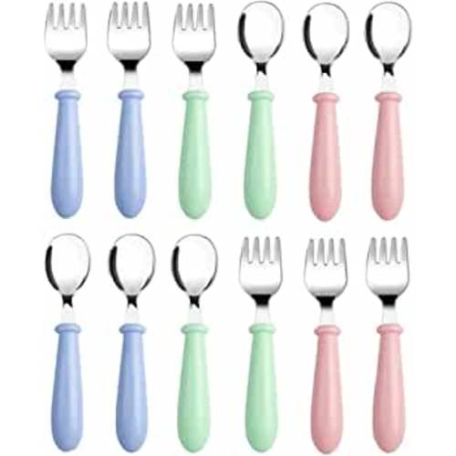 6 Pieces Toddler Utensils Baby Spoon Fork Set Toddler Flatware Set with  Travel Case Baby Feeding Training Spoons Forks with Cute Cartoon Handle