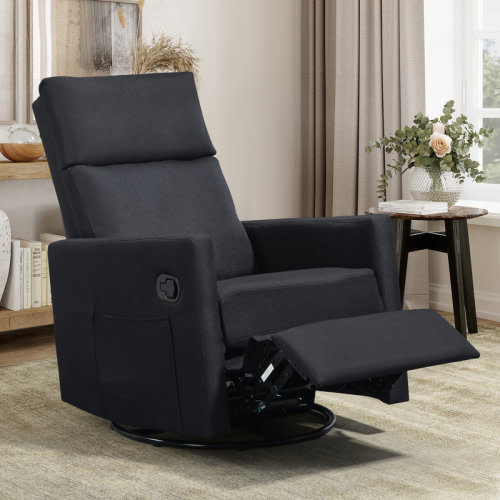 Latitude Run® 25.6'' Wide Modern Upholstered Swivel Nursery Rocking Manual Recliner Chair with Side Pockets for Small Space | Wayfair