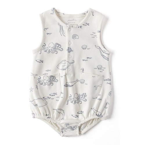 Life Aquatic Print Organic Cotton Romper