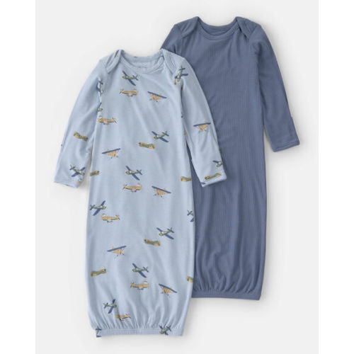 Baby Boy 2-Pack Plane PurelySoft Sleeper Gowns - Blue | Carter's
