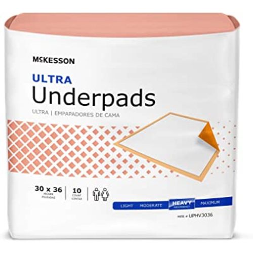 McKesson Underpads Disposable Bed Pads 30" x 36" [100 Count], Heavy Absorbency, Ultra Incontinence Chux Pads for Adults, Elderly, and Baby, Pee Pads