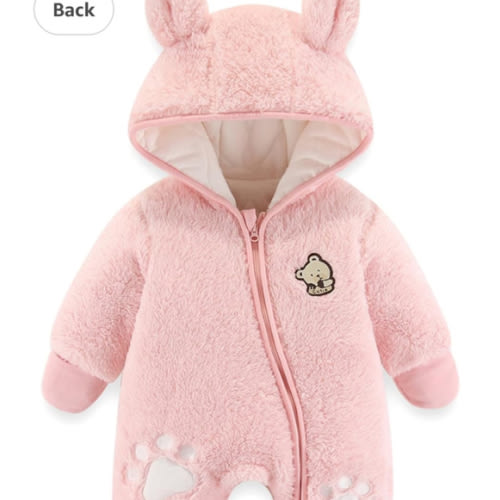 Fairy Baby Newborn Baby Snowsuit Bear Onesie Footie Romper Winter Thick Fleece Jumpsuit Infant Coat for Girls Boys 0-12M