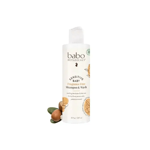 Babo Botanicals Sensitive Baby Fragrance-Free 2-in-1 Shampoo & Wash - Shea Butter, Calendula & Aloe Vera - EWG Verified - Cruelty-Free - Vegan - Pediatrician Tested - For Babies & Kids