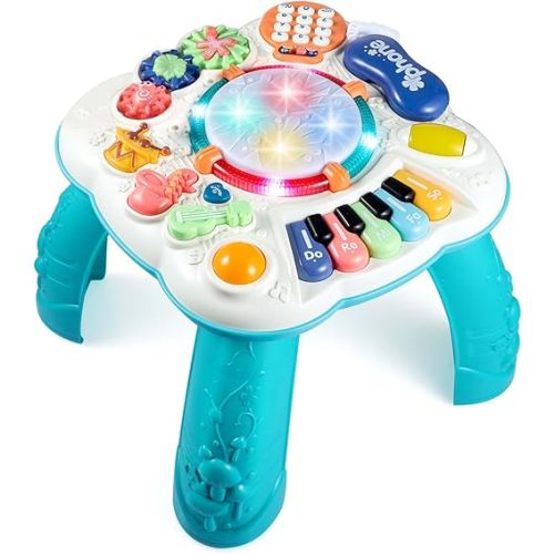 Baby & Toddler Toys, Baby Activity Center 6 to 12-18 Month Old, Learning Musical Table Toys for 1 2 3 Year Old Boys Girls Gifts