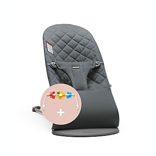 BabyBjörn Bouncer Bliss and Toy Bar Bundle - Anthracite/Flying Friends