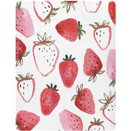 ATTX Fitted Crib Sheet Watercolor Strawberries Baby Sheets for Standard Crib Toddler Mattress Cover, Soft Microfiber Breathable Mattress Cover,27" x 39" x 5"